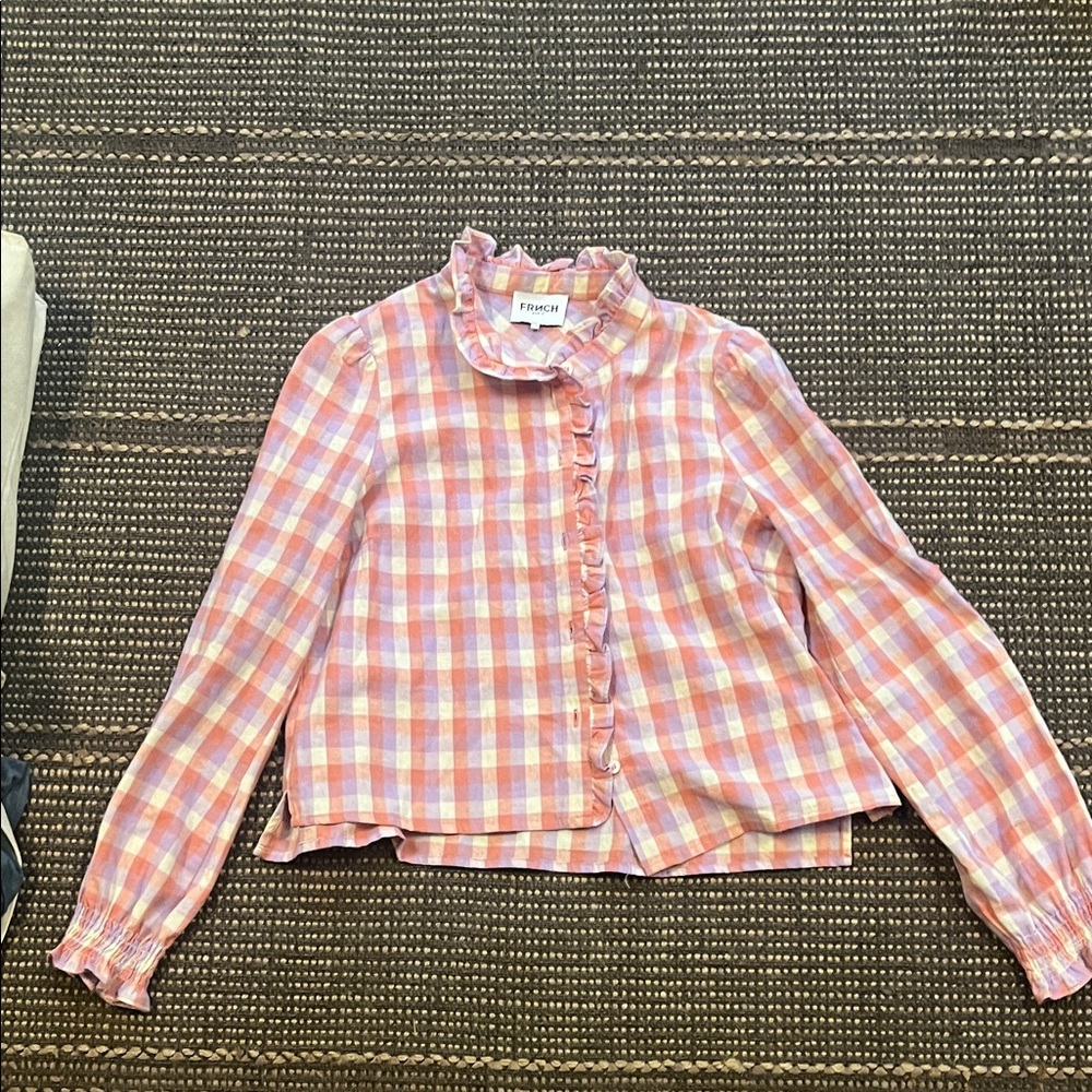French Paris Boutique Pink Checkered Shirt